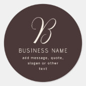 Modernes, elegantes Monogramm für Unternehmensname Runder Aufkleber (Vorderseite)