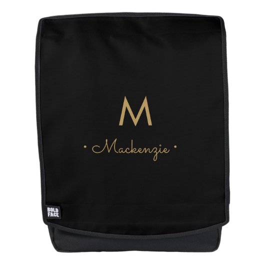 Modernes, elegantes Monogramm-Gold-Script Rucksack (Vorderseite)