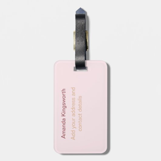 Modernes, elegantes Monogramm in Rosa Gepäckanhänger (Rückseite vertikal)