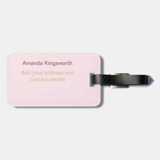 Modernes, elegantes Monogramm in Rosa Gepäckanhänger (Rückseite horizontal)