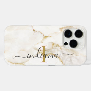 Modernes, elegantes Monogramm-Marmor iPhone 16 Pro Hülle