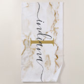 Modernes, elegantes Monogramm-Marmor Strandtuch (Vorderseite)