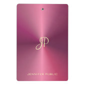 Modernes, elegantes Monogramm-Metallic-Look rosa Mini Klemmbrett (Rückseite)