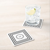 Modernes, elegantes Monogramm-Minimalistisches Sch Rechteckiger Pappuntersetzer (Vor Ort)