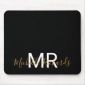 Modernes, elegantes Monogramm-Monogramm aus schwar Mousepad (Vorne)