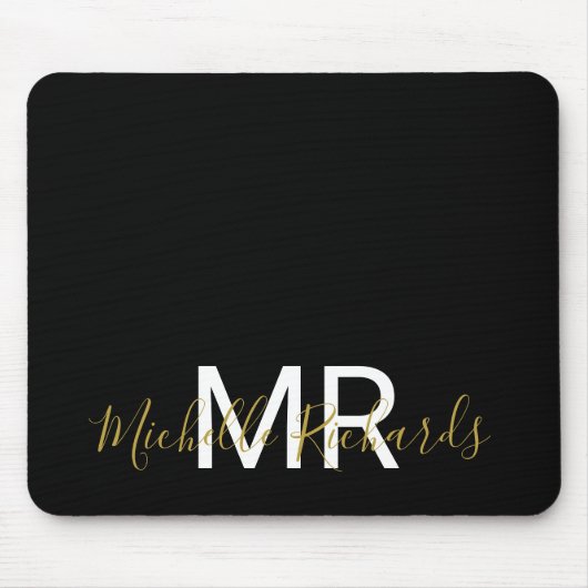 Modernes, elegantes Monogramm-Monogramm aus schwar Mousepad (Vorne)