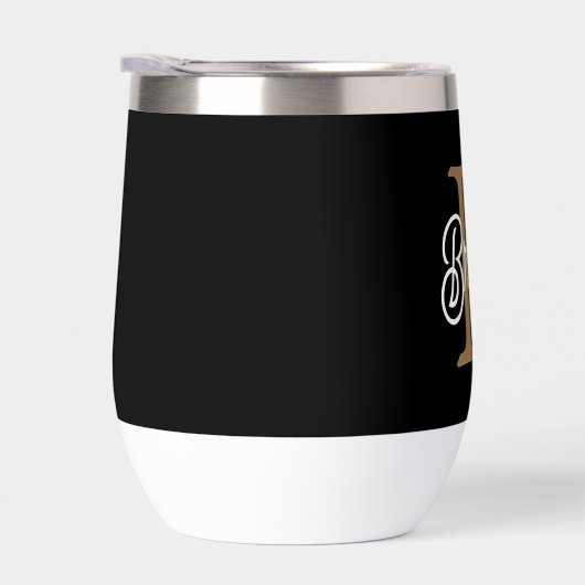 Modernes elegantes Monogramm Name Black Gold Scrip (Rechts)