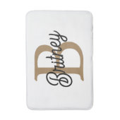 Modernes elegantes Monogramm Name Black Gold Scrip Badematte (Vorderseite Vertikal)