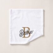 Modernes elegantes Monogramm Name Black Gold Scrip Badhandtuch Set (Waschlappen)