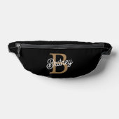 Modernes elegantes Monogramm Name Black Gold Scrip Bauchtasche (Ablage )