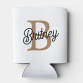 Modernes elegantes Monogramm Name Black Gold Scrip Dosenkühler (Rückseite)