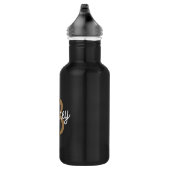 Modernes elegantes Monogramm Name Black Gold Scrip Edelstahlflasche (Rechts)