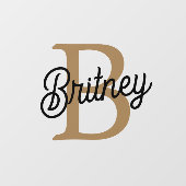 Modernes elegantes Monogramm Name Black Gold Scrip Fensteraufkleber (Blatt)
