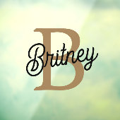 Modernes elegantes Monogramm Name Black Gold Scrip Fensteraufkleber (Blatt 3)