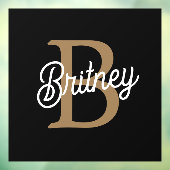 Modernes elegantes Monogramm Name Black Gold Scrip Fensteraufkleber (Blatt 3)