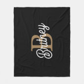 Modernes elegantes Monogramm Name Black Gold Scrip Fleecedecke (Vorderseite)
