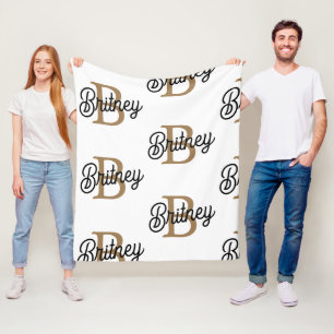 Modernes elegantes Monogramm Name Black Gold Scrip Fleecedecke
