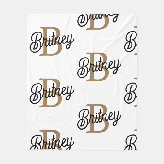 Modernes elegantes Monogramm Name Black Gold Scrip Fleecedecke (Vorderseite)