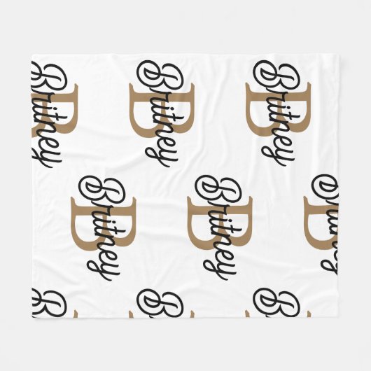 Modernes elegantes Monogramm Name Black Gold Scrip Fleecedecke (Vorderseite (Horizontal))