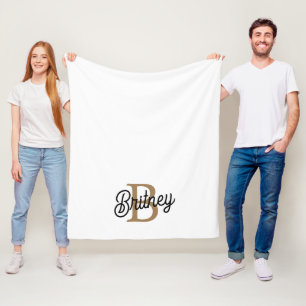 Modernes elegantes Monogramm Name Black Gold Scrip Fleecedecke