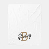Modernes elegantes Monogramm Name Black Gold Scrip Fleecedecke (Vorderseite)
