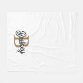 Modernes elegantes Monogramm Name Black Gold Scrip Fleecedecke (Vorderseite (Horizontal))