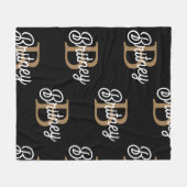 Modernes elegantes Monogramm Name Black Gold Scrip Fleecedecke (Vorderseite (Horizontal))