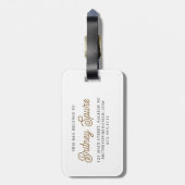 Modernes elegantes Monogramm Name Black Gold Scrip Gepäckanhänger (Rückseite vertikal)