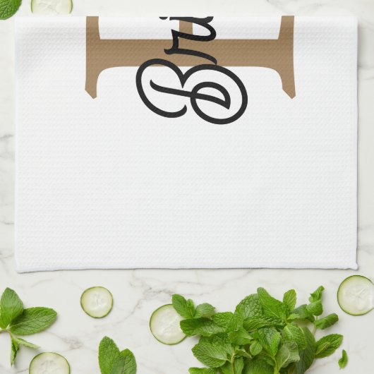 Modernes elegantes Monogramm Name Black Gold Scrip Geschirrtuch (Gefaltet)