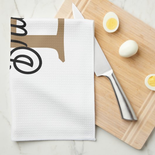 Modernes elegantes Monogramm Name Black Gold Scrip Geschirrtuch (Viertel Falte)