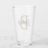 Modernes elegantes Monogramm Name Black Gold Scrip Glas (Rückseite)