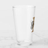 Modernes elegantes Monogramm Name Black Gold Scrip Glas (Rechts)