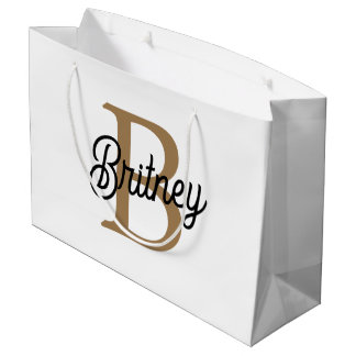 Modernes elegantes Monogramm Name Black Gold Scrip Große Geschenktüte