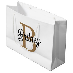 Modernes elegantes Monogramm Name Black Gold Scrip Große Geschenktüte