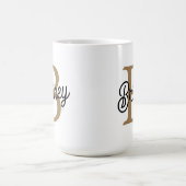 Modernes elegantes Monogramm Name Black Gold Scrip Kaffeetasse (Mittel)