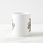 Modernes elegantes Monogramm Name Black Gold Scrip Kaffeetasse (Mittel)