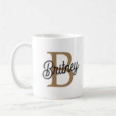 Modernes elegantes Monogramm Name Black Gold Scrip Kaffeetasse (Links)
