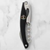 Modernes elegantes Monogramm Name Black Gold Scrip Kellnermesser (Rückseite)