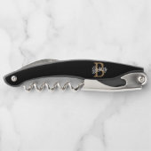 Modernes elegantes Monogramm Name Black Gold Scrip Kellnermesser (Rückseite)