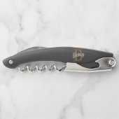 Modernes elegantes Monogramm Name Black Gold Scrip Kellnermesser (Rückseite)