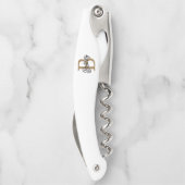 Modernes elegantes Monogramm Name Black Gold Scrip Kellnermesser (Rückseite)