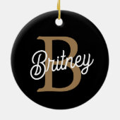 Modernes elegantes Monogramm Name Black Gold Scrip Keramik Ornament (Hinten)