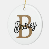 Modernes elegantes Monogramm Name Black Gold Scrip Keramik Ornament (Links)