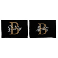 Modernes elegantes Monogramm Name Black Gold Scrip