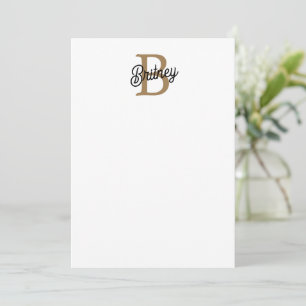 Modernes elegantes Monogramm Name Black Gold Scrip Mitteilungskarte