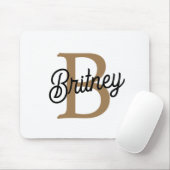Modernes elegantes Monogramm Name Black Gold Scrip Mousepad (Mit Mouse)