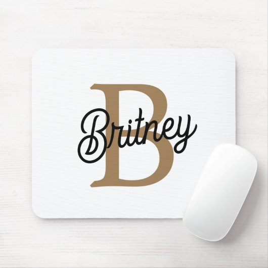Modernes elegantes Monogramm Name Black Gold Scrip Mousepad (Mit Mouse)