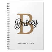 Modernes elegantes Monogramm Name Black Gold Scrip Notizblock (Vorderseite)