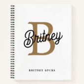 Modernes elegantes Monogramm Name Black Gold Scrip Notizblock (Vorderseite)