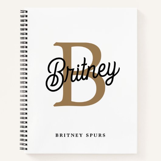 Modernes elegantes Monogramm Name Black Gold Scrip Notizblock (Vorderseite)